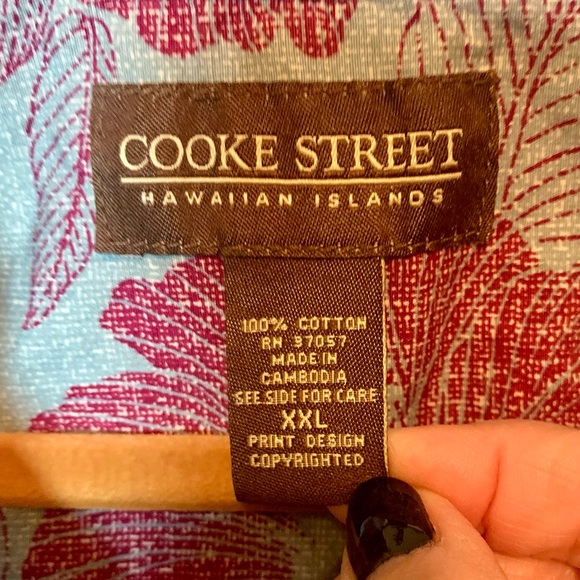 Cooke Street Men’s Hawaiian Floral Button Down Shirt Short Sleeve Blue & Red XXL - Picture 4 of 9